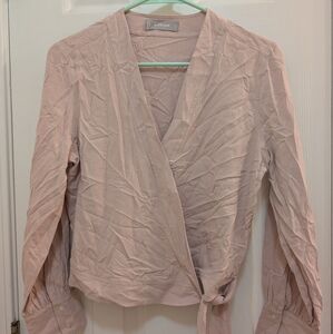 Everlane Silk Pink Wrap Blouse